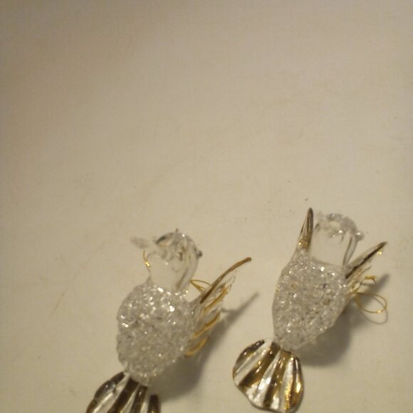 Hummingbird Christmas Ornament Hand Blown Glass Gold Trim 3" Lot of 2 - Picture 13 of 16